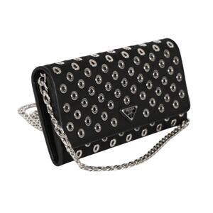 Prada Tessuto Nylon Grommet Wallet on Chain | Black | Excellent Condition